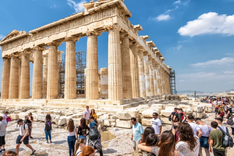tourists in acropolis athens
